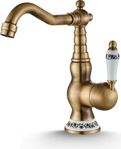 Rubinetto per lavabo, rubinetto da bagno in stile retrò, in ottone, ad alta pressione, con regolazione della portata e della temperatura dell'acqua