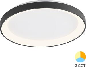 Plafoniera a LED Braytron 36 W, bianco caldo, bianco neutro, bianco freddo, 3CCT, 3200 lm, rotonda, nera, alluminio, IP20