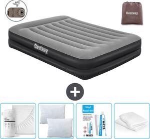 Materasso gonfiabile Bestway - 2 persone - 152 x 203 x 46 cm - Grigio - Accessori inclusi