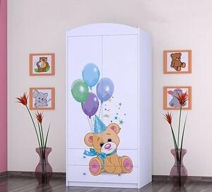 BDW Armadio, 2 ante, 2 cassetti, guardaroba, 180x90 cm, bianco