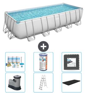 Piscina rettangolare Bestway Power Steel - 640 x 274 x 132 - Grigio - compresa pompa - scaletta - copertura pacchetto manutenzione - filtro - pavimento in piastrelle