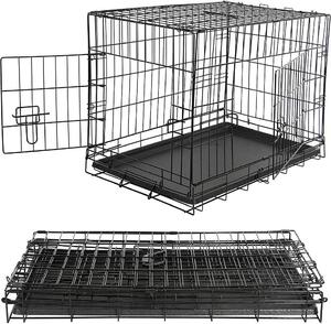 Mucola gabbia in filo metallico pieghevole per il trasporto di cani box per il trasporto di cani box per il trasporto di cani gabbia in rete per cani - 91 x 63,5 x 58 cm nero