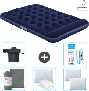 Materasso gonfiabile Bestway - Letto alla francese - 137 x 191 x 28 cm - Blu - Accessori inclusi