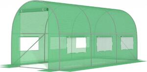Serra in foglio con finestre 450x200x200 cm - Verde - Serra da giardino