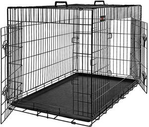 Gabbia per cani Feandrea con 2 porte, 92,5 x 57,5 x 64 cm, nero