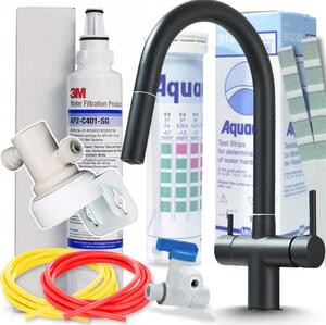 Miscelatore da cucina SLENDER a 3 vie con filtro per l'acqua 3M, estraibile, orientabile a 360°, in ottone, miscelatore da lavello per acqua potabile filtrata