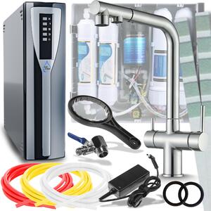 Ari Venom 2 - Miscelatore da cucina a 3 vie in acciaio inossidabile, estraibile a 360°, con filtro per l'acqua a osmosi inversa (RO) e sistema di nanofiltrazione da incasso