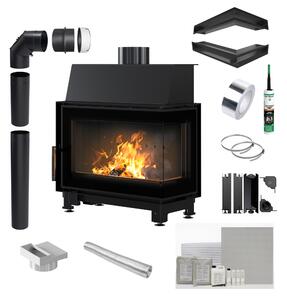 KRATKI SIMPLE Caminetto ad aria destra in acciaio 6 kW Ø 150 rivestimento nero