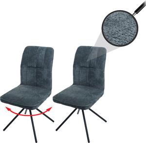 Set di 2 sedie per sala da pranzo HWC-N99, sedia da cucina, girevole a ritorno automatico, tessuto/ceniglia (340g/m²) Oeko-Tex ~ blu-verde