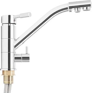 3 in 1/3 vie - Rubinetto da cucina/rubinetto - Uscite separate caldo/freddo/acqua filtrata - Ottone - Bocca girevole a 360° - Facile da installare - Grigio chiaro