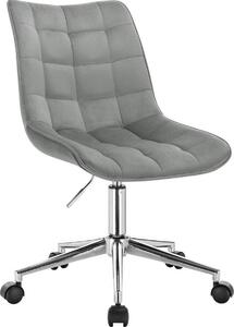 Happyment Sedia da ufficio ergonomica in velluto - Regolabile in altezza - Su rotelle - Per adulti - Grigio chiaro