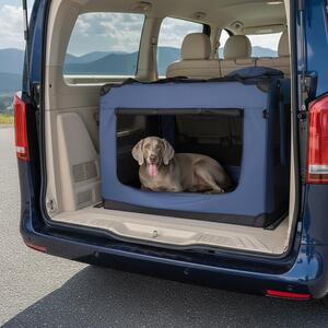 Trasportino per animali domestici belviona pieghevole, comodo e sicuro, Oxford + rete, riponibile in poco spazio, fino a 25 kg, 101x69x70 cm, blu navy