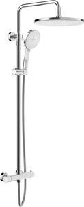 Sistema doccia Rainsworth con termostato, doccia a pioggia rotonda in ABS da 30 cm, soffione a 3 modalità di getto, set doccia 92-126 cm, cromo