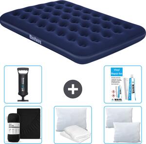 Materasso gonfiabile Bestway - Letto francese - 137 x 191 x 22 cm - Blu - Accessori inclusi
