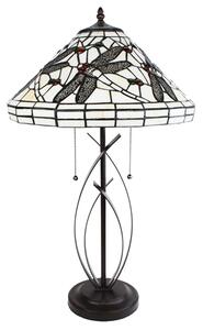 Clayre & Eef Lampada da tavolo Tiffany Ø 41x69 cm Beige Nero Vetro Libellula