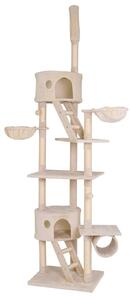 Tiragraffi lionto con tenditore a soffitto, torre attività grande 230-250 cm con 2 grotte, 2 abbeveratoi, scale e palline, beige