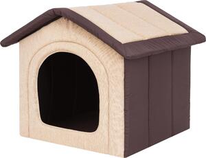 Casetta per cani pieghevole per interni ed esterni - R3 50x45cm - lavabile, leggera, beige con marrone