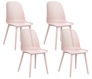 Set di 4 sedie da pranzo Seduta e gambe sintetiche rosa Schienale a rete aperto Design moderno e minimalista Beliani