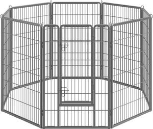 Recinto per cani Feandrea, per cani, fai da te, 8 pannelli di rete da 77 x 120 cm ciascuno, 2 barre a L, portatile, recinto per cani, per interni ed esterni