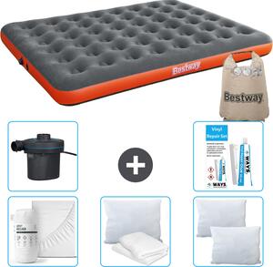 Materasso gonfiabile Bestway - 2 persone - 152 x 203 x 22 cm - grigio/arancio - accessori inclusi