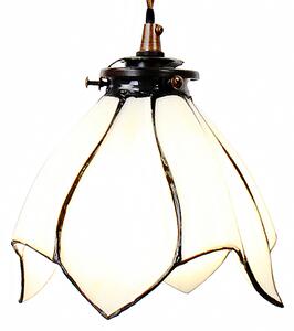 Clayre & Eef lampada a sospensione Tiffany Ø 18x115 cm vetro bianco marrone