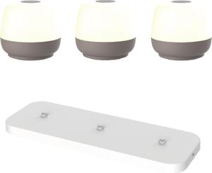 Lampada da tavolo Naxos - set di 3 - taupe + stazione di ricarica bianca - H8 x Ø9
