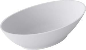 Doporro Lavabo da Appoggio, Lavandino Bagno 62.5x34.5x17.5cm, Lavabo Ovale da Minerale Fuso Colossum807, Biano Opaco