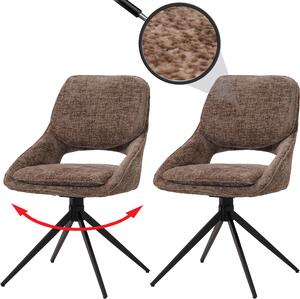 Set di 2 sedie per sala da pranzo HWC-N73, sedia da cucina, girevole a ritorno automatico, tessuto/ceniglia (490g/m²) Oeko-Tex ~ marrone
