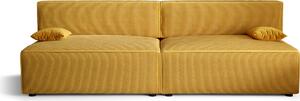 Divano letto Alvito X2, colore: giallo miele. Materiale: velluto a coste. A: L: 272 cm, A: 85 cm, L: 94 cm, divano con rete e funzione letto, divano letto, divano letto, divano letto, divano letto