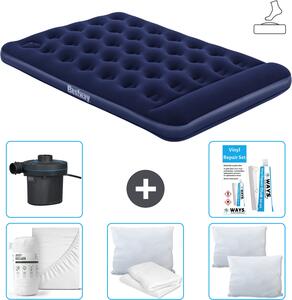 Materasso gonfiabile Bestway - Letto alla francese - 137 x 191 x 28 cm - Blu - Accessori inclusi