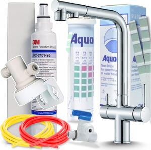 Ari Venom 2 - Miscelatore da cucina a 3 vie cromato estraibile con filtro per acqua potabile da incasso 3M AP2-C405-SG