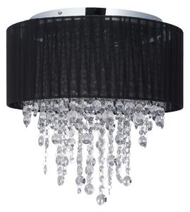 Relaxdays Lampada da soffitto in cristallo, paralume in organza, attacco G9, lampada da soffitto a 5 luci, 39x40 cm, nero/argento