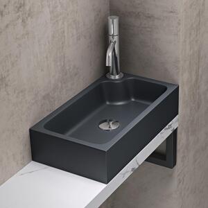 Doporro Lavabo da Appoggio, Lavandino Bagno 46x26x11 cm, Lavabo da Minerale fuso Colossum101, Antracite opaco