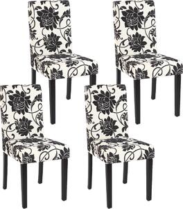 Set di 4 sedie per sala da pranzo Sedia da cucina Littau ~ tessuto, jacquard, gambe scure
