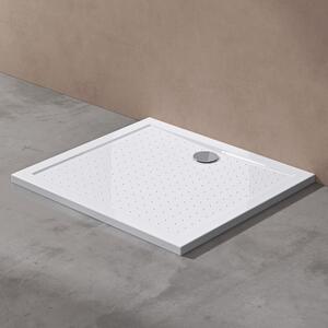 Doporro Piatto Doccia Antiscivolo con Piletta 70x90x4cm, Piatto Doccia Lucia02AR in Acrilico incl. Piletta di Scarico (AL01), Forma: Rettangolare, Bianco