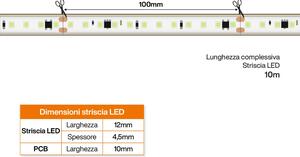 Striscia LED 220V 16W/m chip Philips Lumileds Dimmerabile IP67 10m BLU Colore Blue