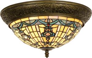 Clayre & Eef Lampada da soffitto Tiffany Ø 38x19 cm Vetro blu beige