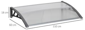 Outsunny Tettoia Moderna in Policarbonato, Alluminio e PP per Balconi, Finestre e Porte, 110x60x18 cm