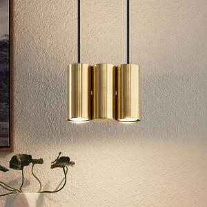 Lucande Cesur lampada sospensione, 3 luci, ottone