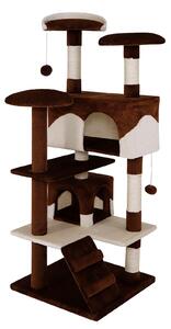 Tiragraffi per gatti lionto, albero tiragraffi e giochi da 130 cm con 2 grotte, scale, 3 aree di riposo e tronchi in sisal, marrone/beige