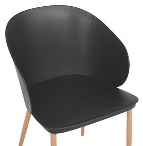 Set di 2 sedie da pranzo in materiale sintetico Nero con gambe in metallo per soggiorno moderno Beliani