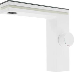 Rubinetto da lavabo - Display LED - Caldo/freddo - Montaggio a parete - Corpo in metallo - Cartuccia in Vetroceramica - 2 tubi flessibili - Bianco