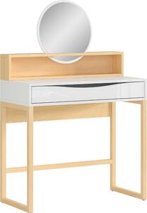 Comodino Vayen 85cm, 1 cassetto - decoro rovere chiaro/bianco