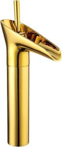 Rubinetteria per bagno - Rubinetto per lavabo - Miscelatore monocomando - Caldo/freddo - Montaggio a vista - Attacco G3/8 - Tubo flessibile 50 cm - Altezza bocca 20 cm - Oro
