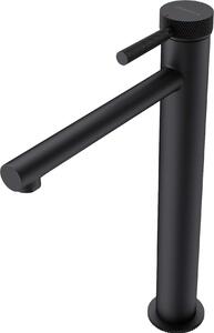 Doporro Rubinetto Monocomando per Lavabo Alto a Cascata, Miscelatore Regolabile con Acqua Calda e Fredda in Ottone Nero Opaco H 30,5 cm WAO-7601