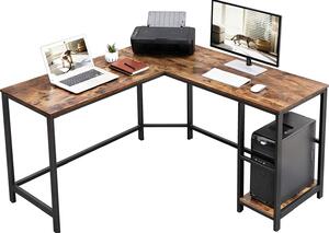 Scrivania ad angolo Fabrice 138cm 2 ripiani - marrone rustico/nero
