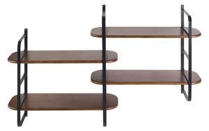 Mensola da parete in legno massello di mango tinto e metallo nero L122 cm AKINA