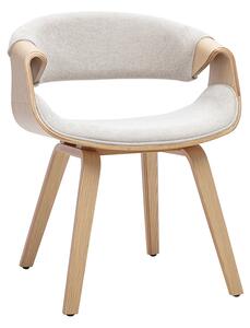 Sedia di design in tessuto effetto velluto testurizzato beige e legno chiaro ARAMIS