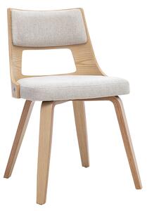 Sedia scandinava in tessuto effetto velluto testurizzato beige e legno chiaro GARBO
