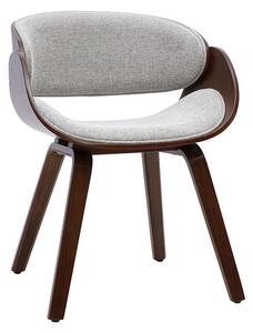 Sedia di design in tessuto effetto velluto testurizzato grigio e legno scuro BENT